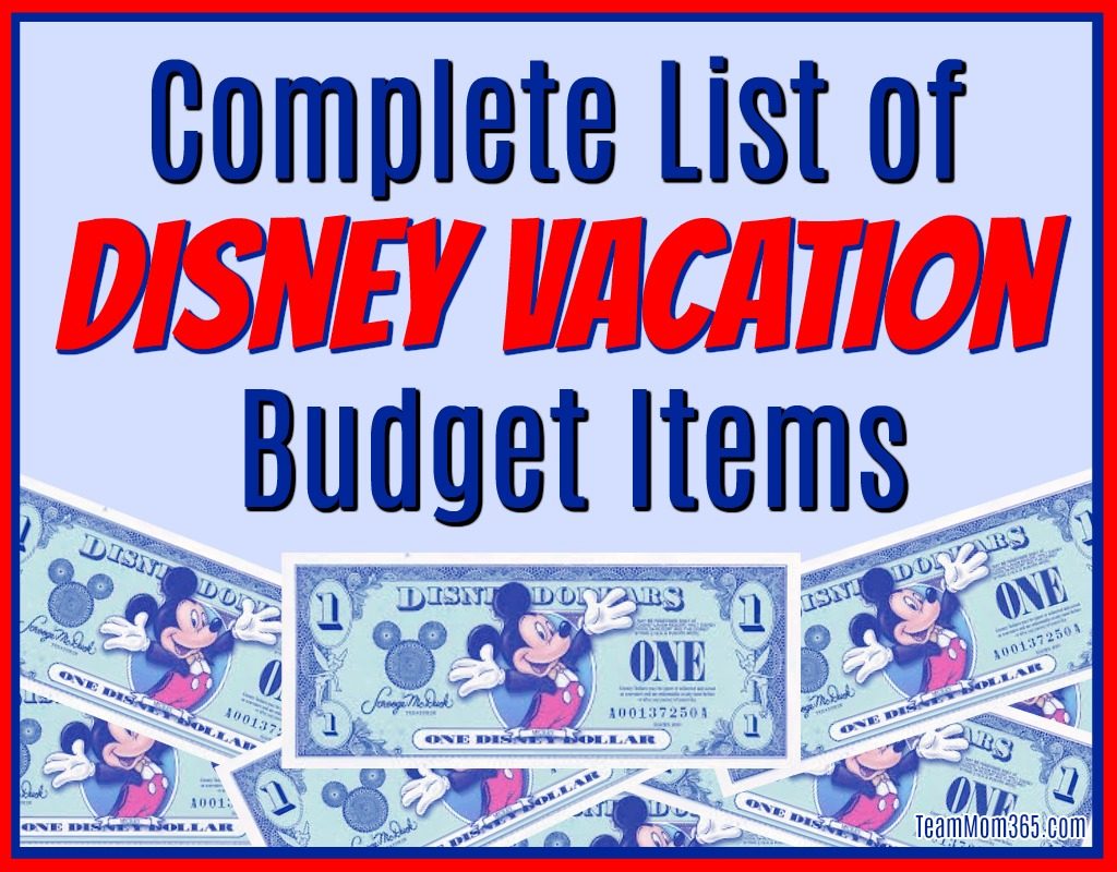 Complete List of Disney Vacation Budget Items